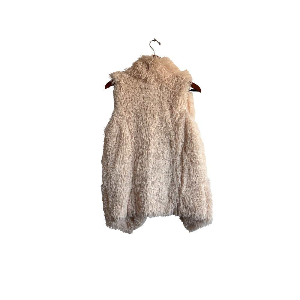 DEMOCRACY‎ Womens Cream Fuzzy Faux Fur Sleeveless Vest Jacket XS - Picture 6 of 6